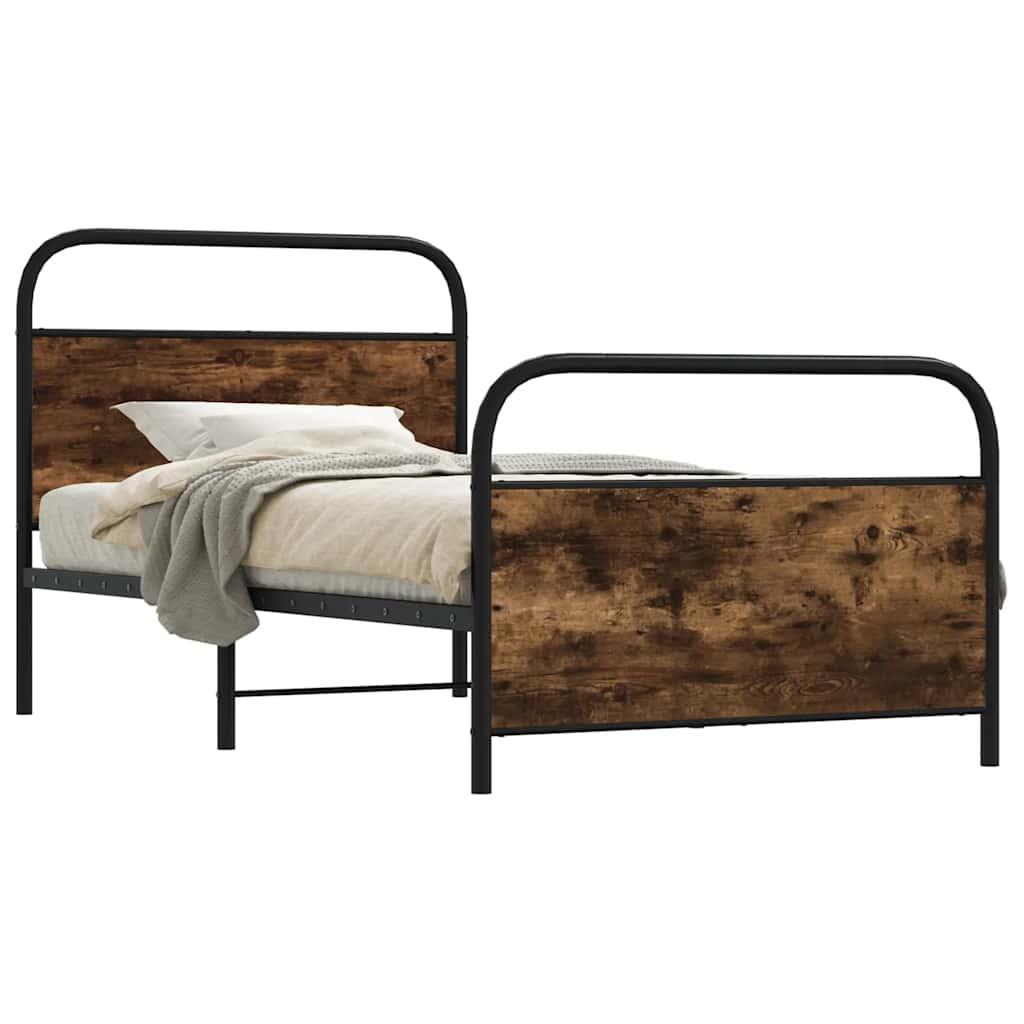 sengeramme 90x190 cm uden madras konstrueret træ røget eg