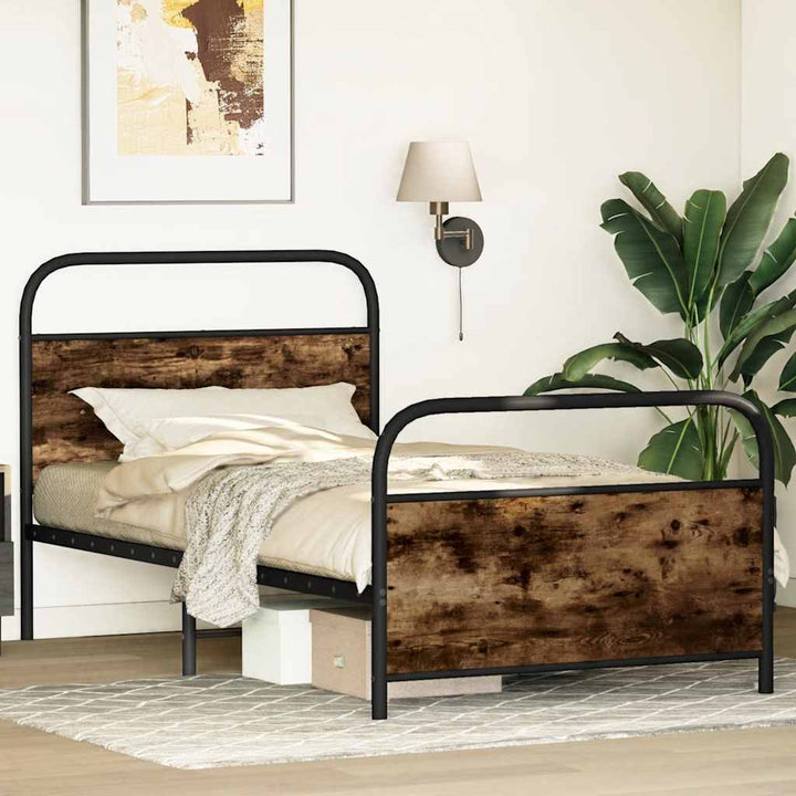 sengeramme 107x203 cm uden madras konstrueret træ røget eg