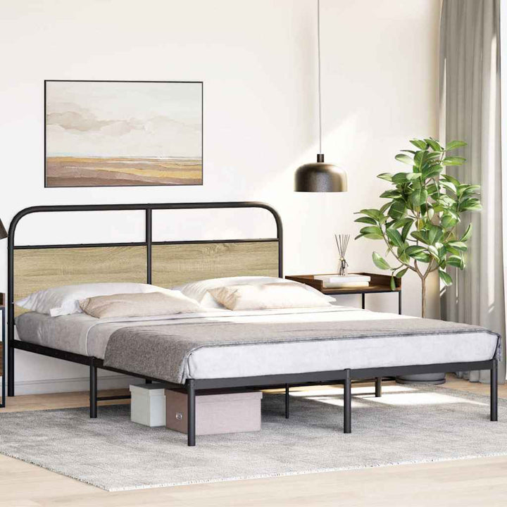 sengeramme 150x200 cm uden madras konstrueret træ sonoma-eg