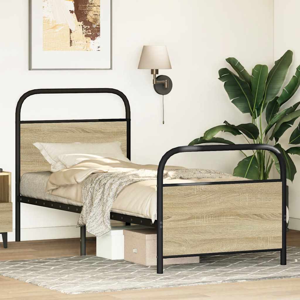 sengeramme 75x190 cm uden madras konstrueret træ sonoma-eg