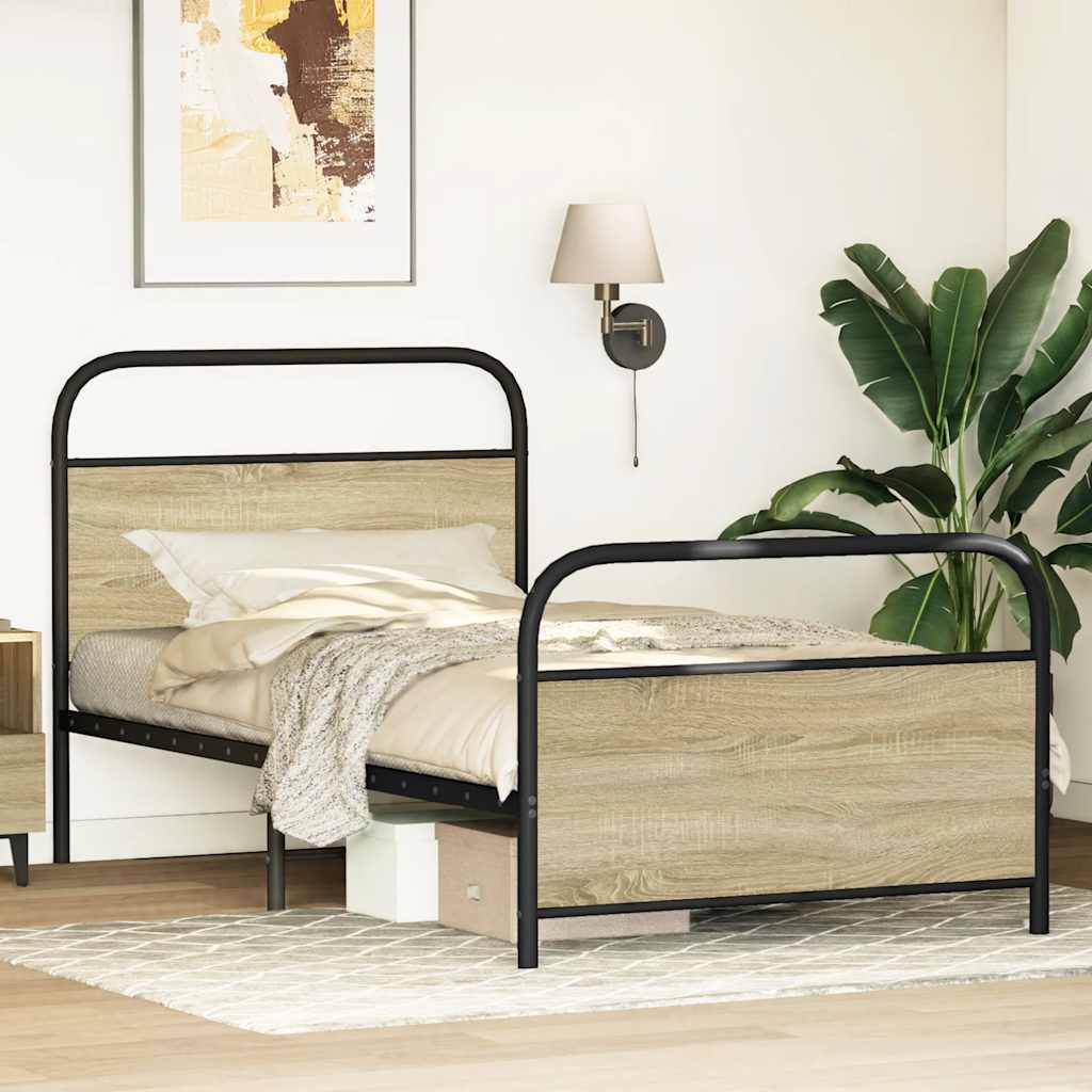 sengeramme 90x190 cm uden madras konstrueret træ sonoma-eg