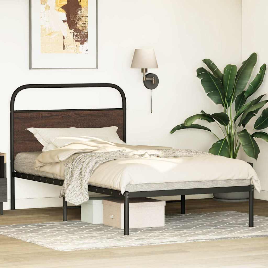 sengeramme 100x190 cm uden madras konstrueret træ brunt eg