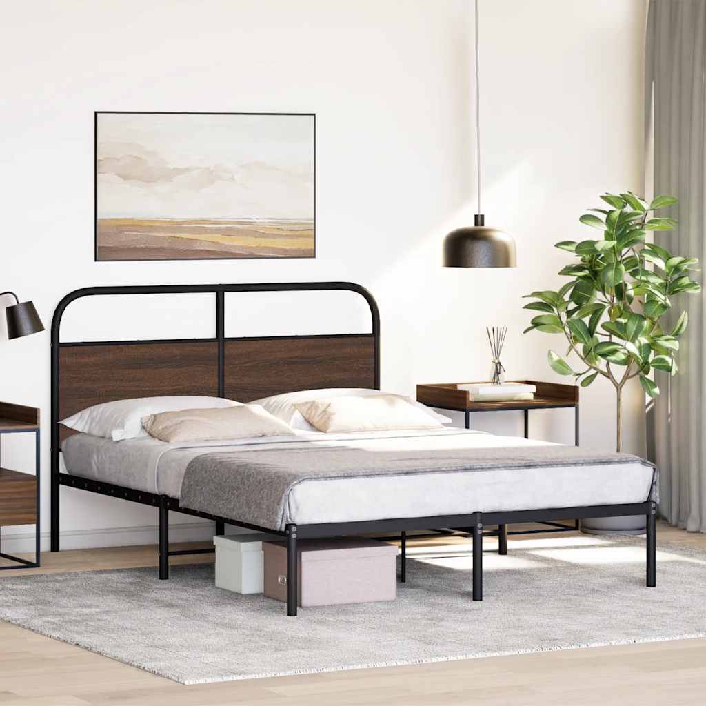 sengeramme 135x190 cm uden madras konstrueret træ brunt eg