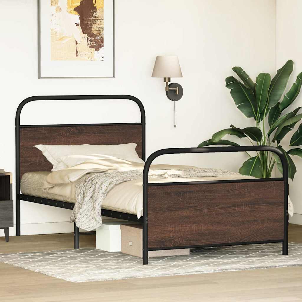 sengeramme 90x200 cm uden madras konstrueret træ brunt eg