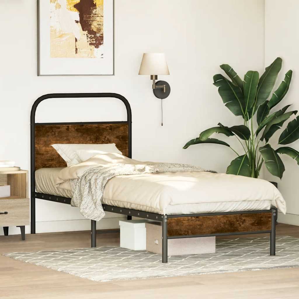 sengeramme 80x200 cm uden madras konstrueret træ røget eg