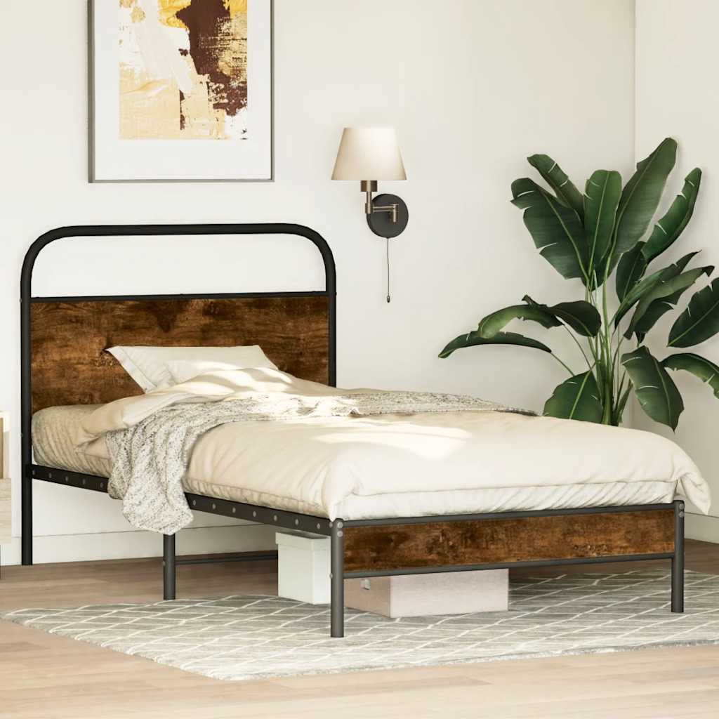 sengeramme 100x190 cm uden madras konstrueret træ røget eg