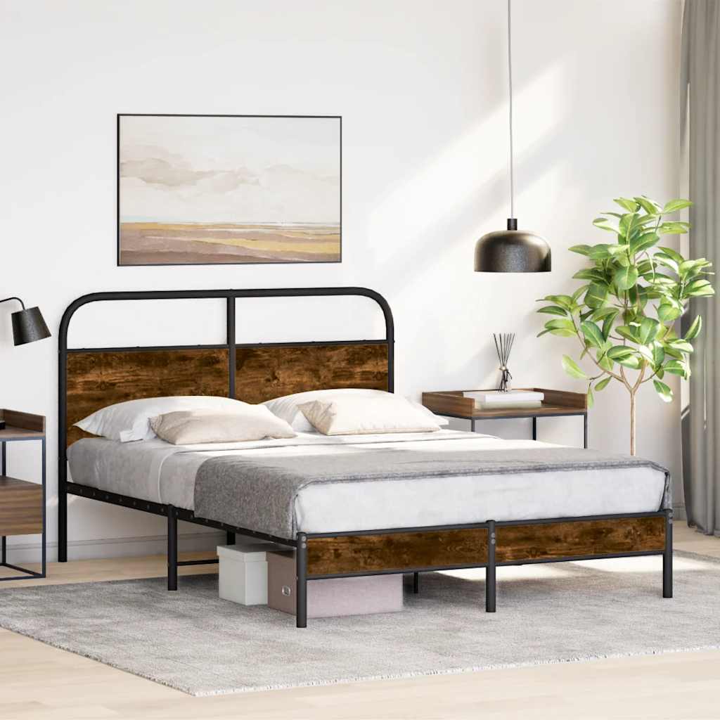 sengeramme 140x200 cm uden madras konstrueret træ røget eg