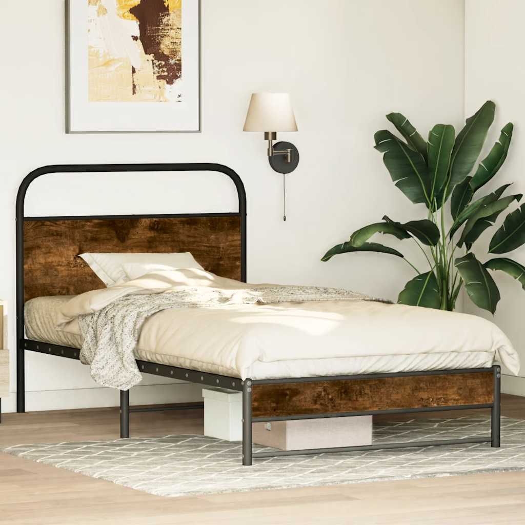 sengeramme 107x203 cm uden madras konstrueret træ røget eg
