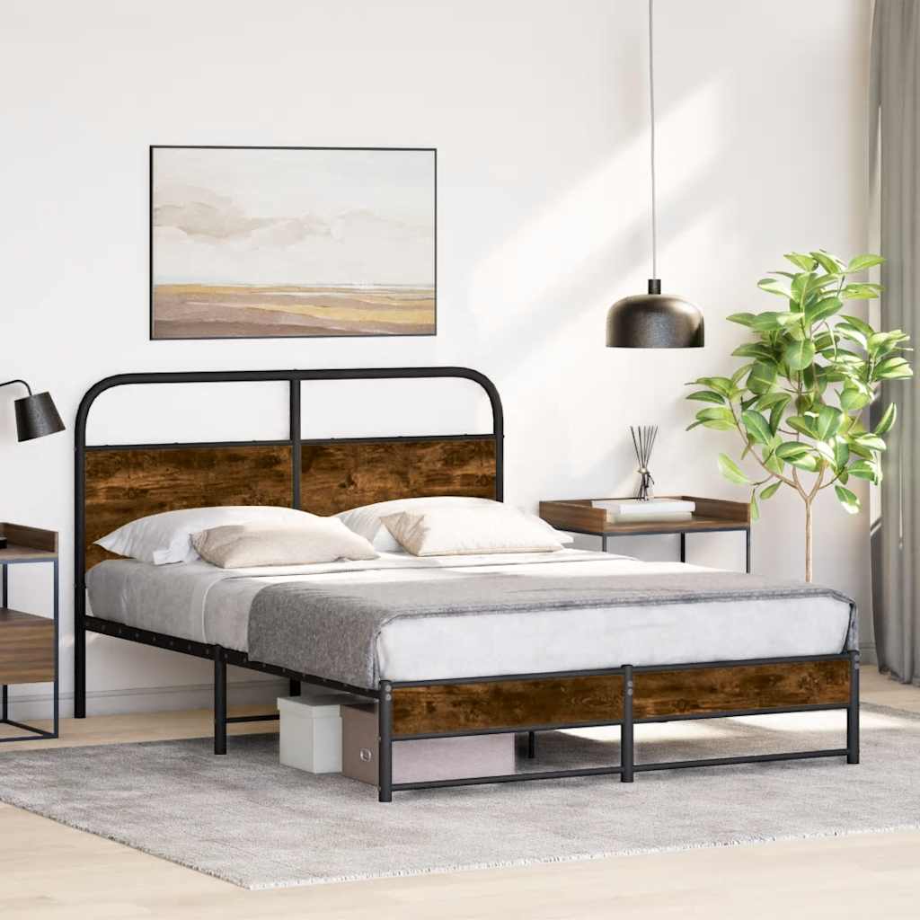 sengeramme 135x190 cm uden madras konstrueret træ røget eg