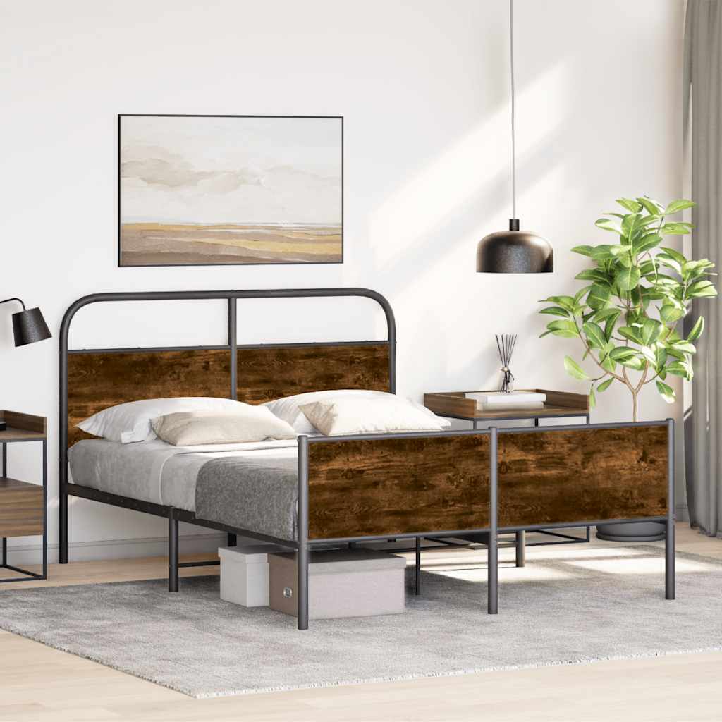 sengeramme 135x190 cm uden madras konstrueret træ sonoma-eg