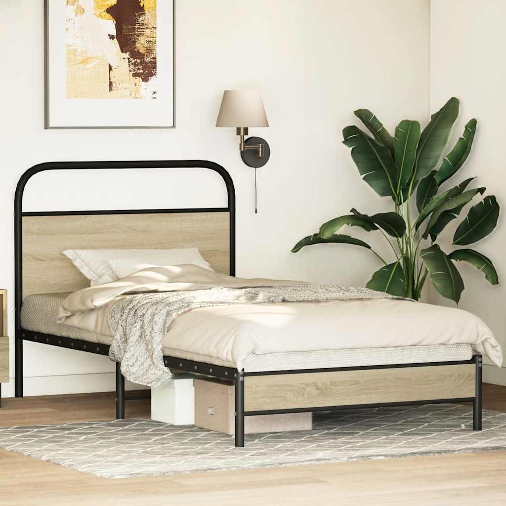 sengeramme 90x200 cm uden madras konstrueret træ sonoma-eg