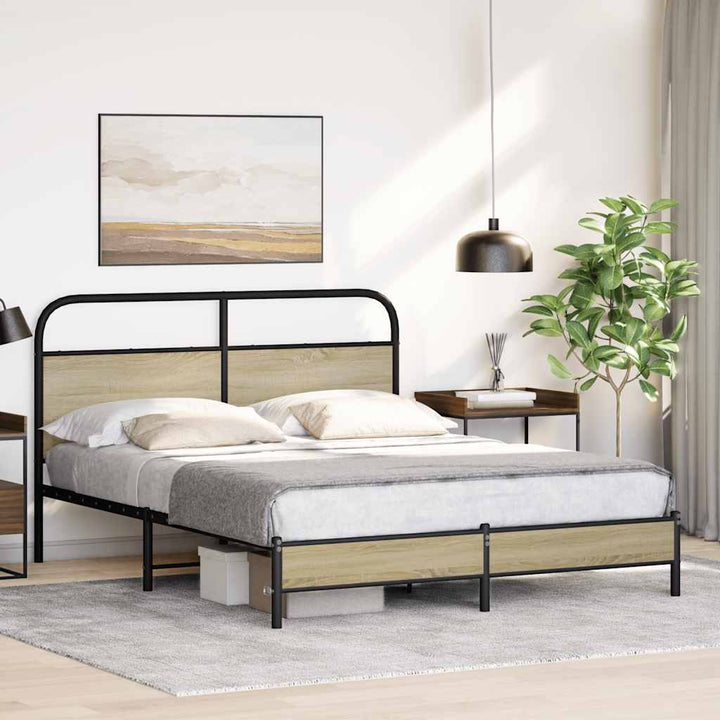 sengeramme 150x200 cm uden madras konstrueret træ sonoma-eg