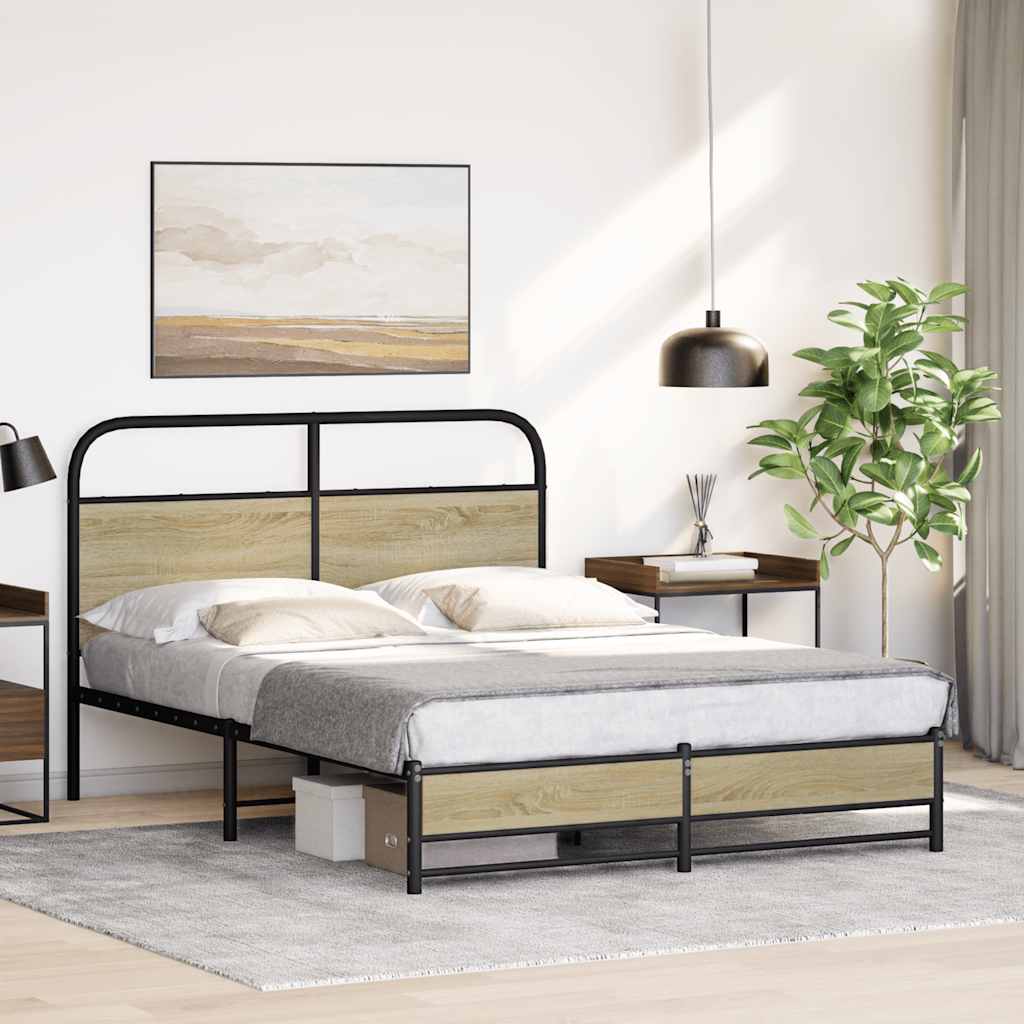 sengeramme 140x200 cm uden madras konstrueret træ sonoma-eg