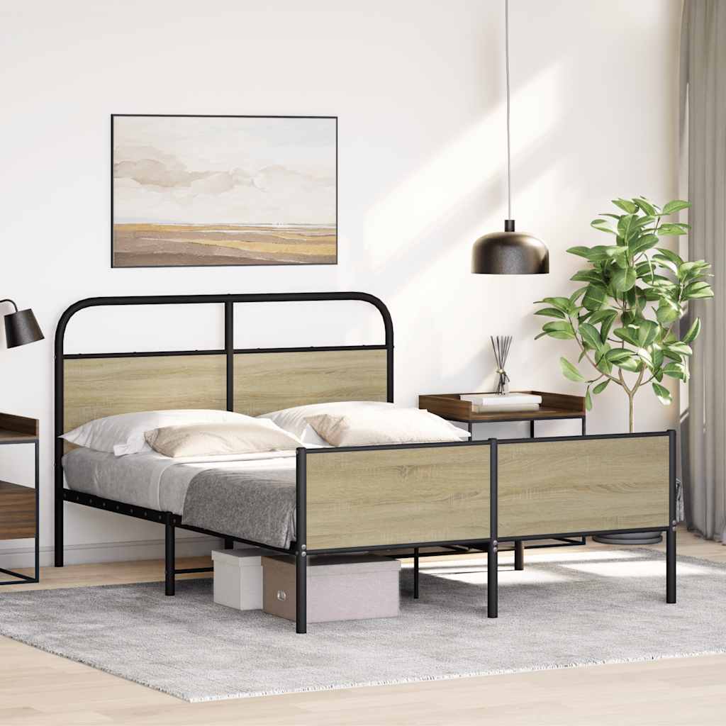 sengeramme 135x190 cm uden madras konstrueret træ sonoma-eg