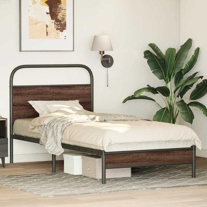 sengeramme 90x200 cm uden madras konstrueret træ brunt eg