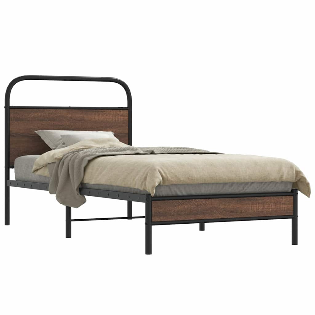 sengeramme 90x200 cm uden madras konstrueret træ brunt eg