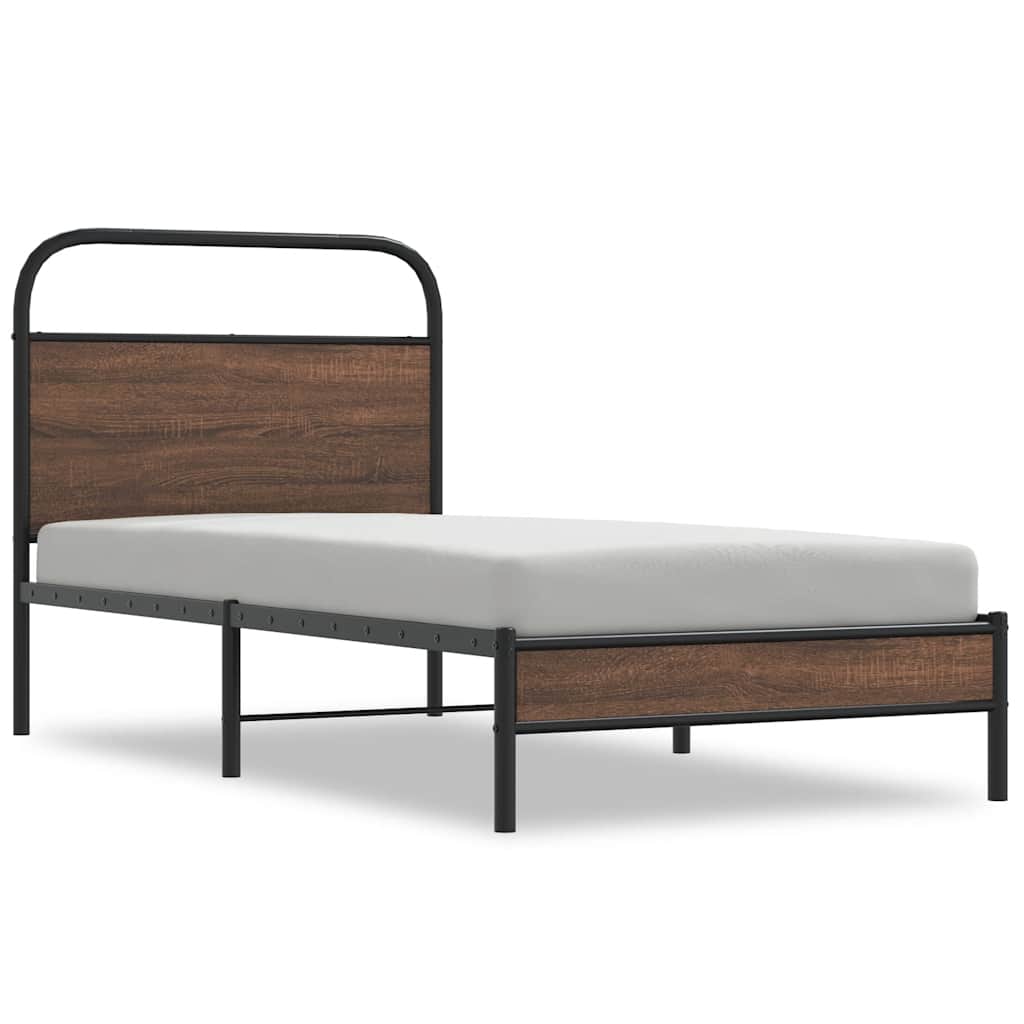 sengeramme 107x203 cm uden madras konstrueret træ brunt eg