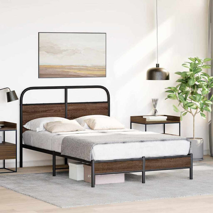 sengeramme 135x190 cm uden madras konstrueret træ brunt eg