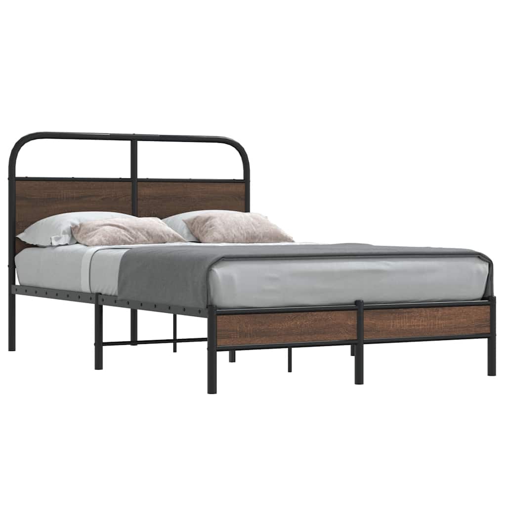 sengeramme 140x190 cm uden madras konstrueret træ brunt eg