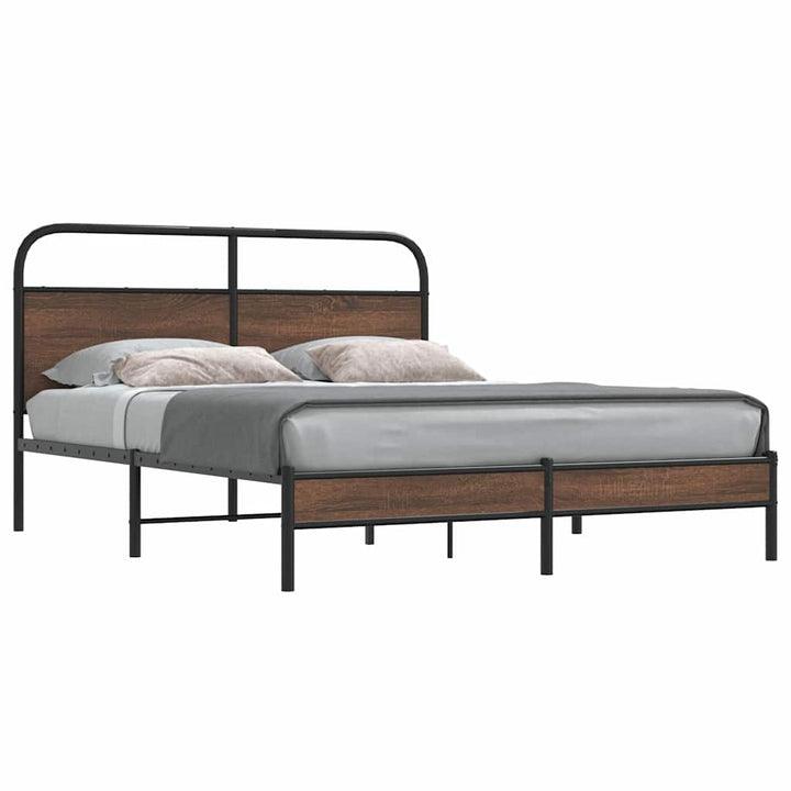 sengeramme 150x200 cm uden madras konstrueret træ brunt eg