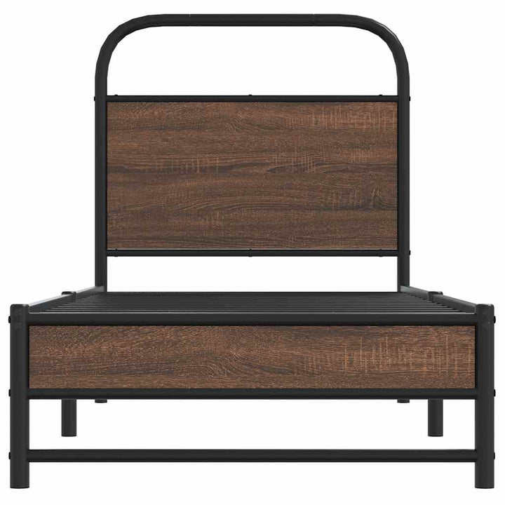 sengeramme 75x190 cm uden madras konstrueret træ brunt eg