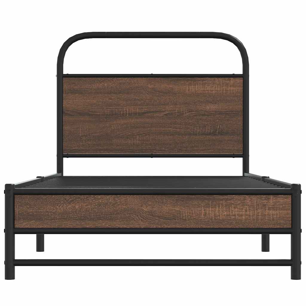 sengeramme 107x203 cm uden madras konstrueret træ brunt eg