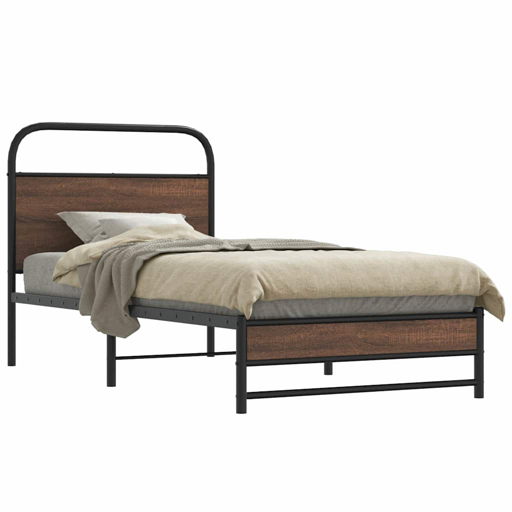 sengeramme 107x203 cm uden madras konstrueret træ brunt eg