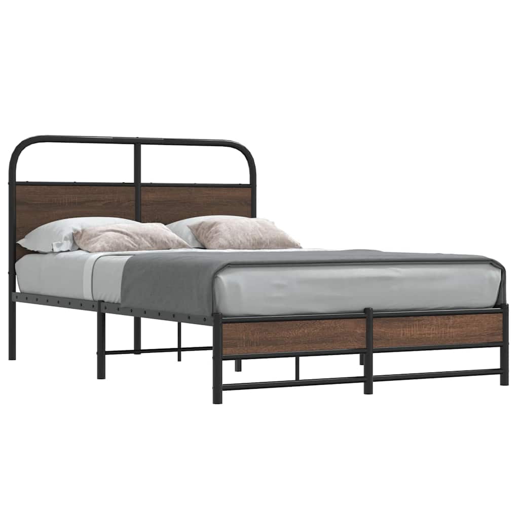 sengeramme 135x190 cm uden madras konstrueret træ brunt eg
