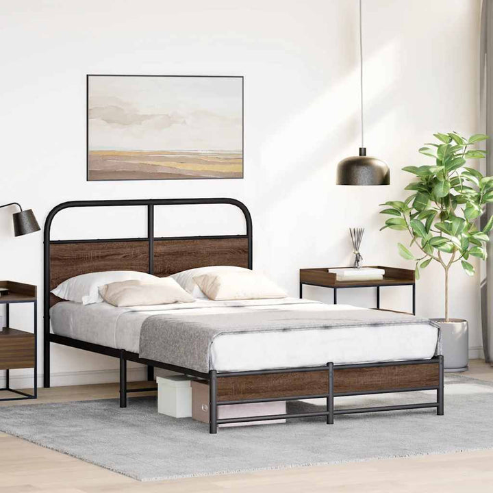 sengeramme 140x190 cm uden madras konstrueret træ brunt eg