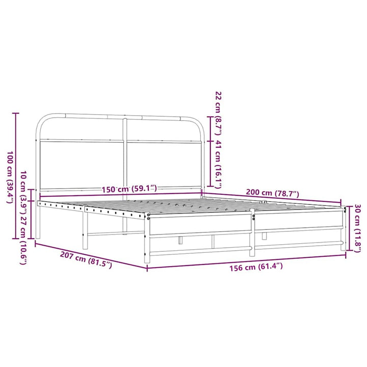 sengeramme 150x200 cm uden madras konstrueret træ brunt eg