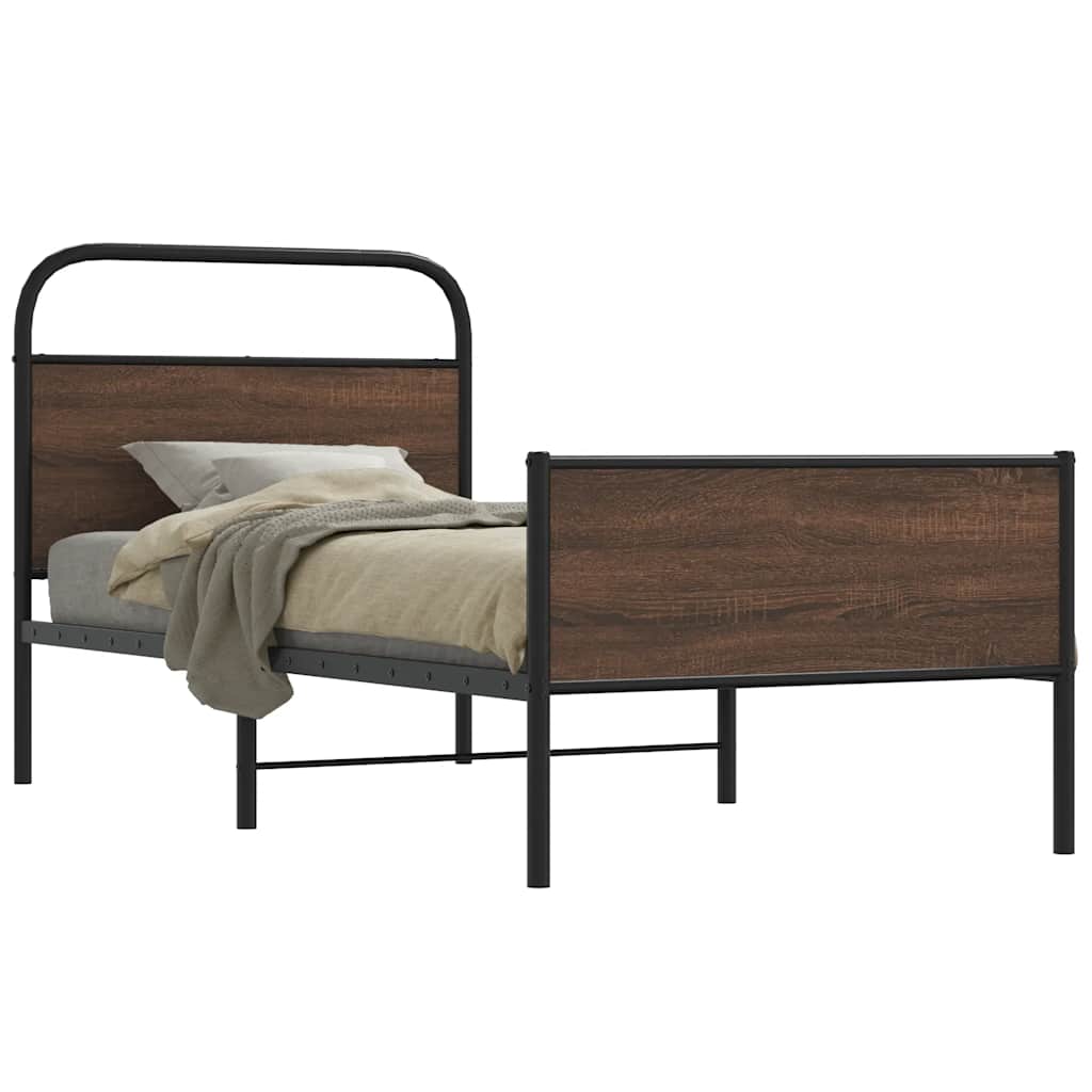 sengeramme 90x190 cm uden madras konstrueret træ brunt eg