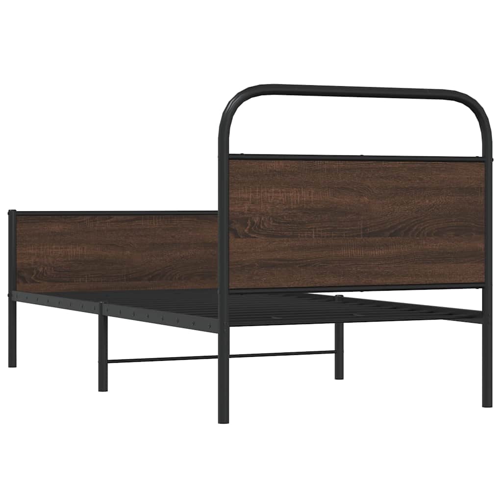 sengeramme 100x190 cm uden madras konstrueret træ brunt eg