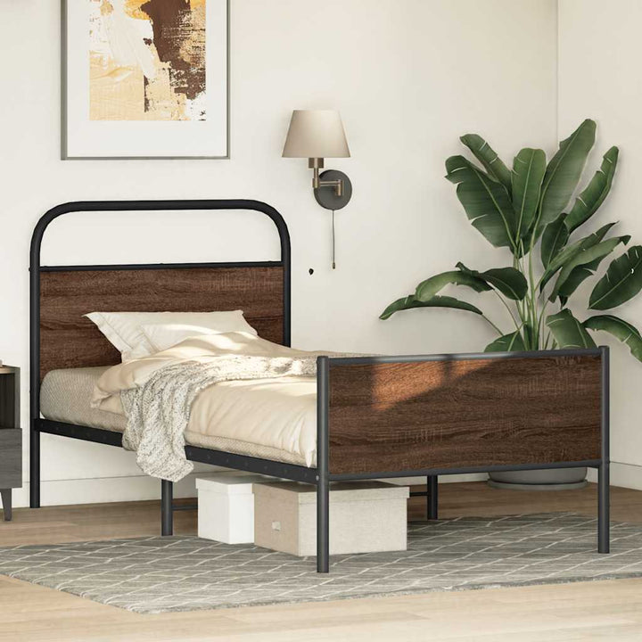 sengeramme 100x200 cm uden madras konstrueret træ brunt eg