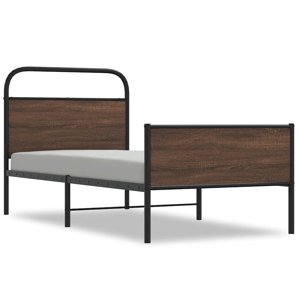 sengeramme 107x203 cm uden madras konstrueret træ brunt eg