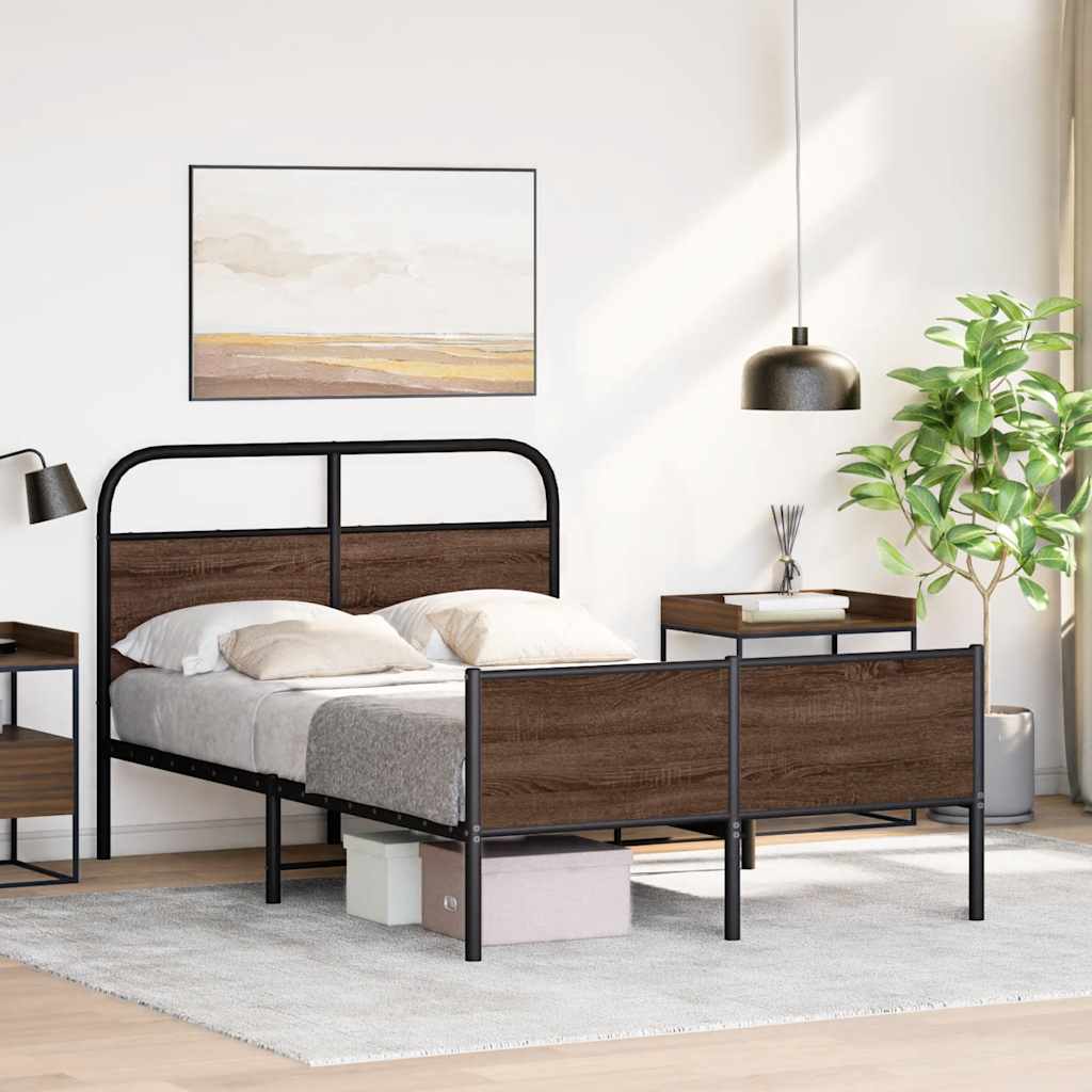 sengeramme 135x190 cm uden madras konstrueret træ brunt eg