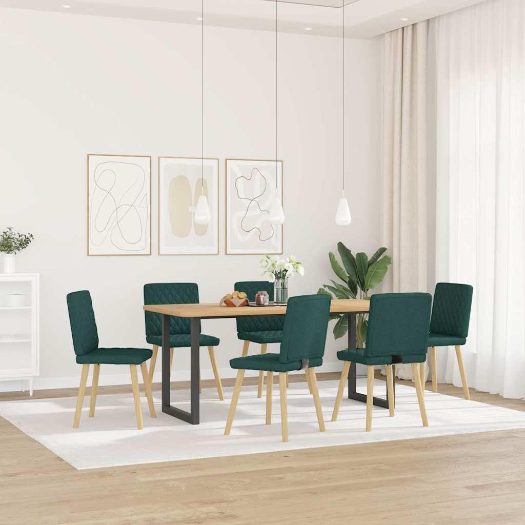 spisebordsstole 6 stk. stof mørkegrøn