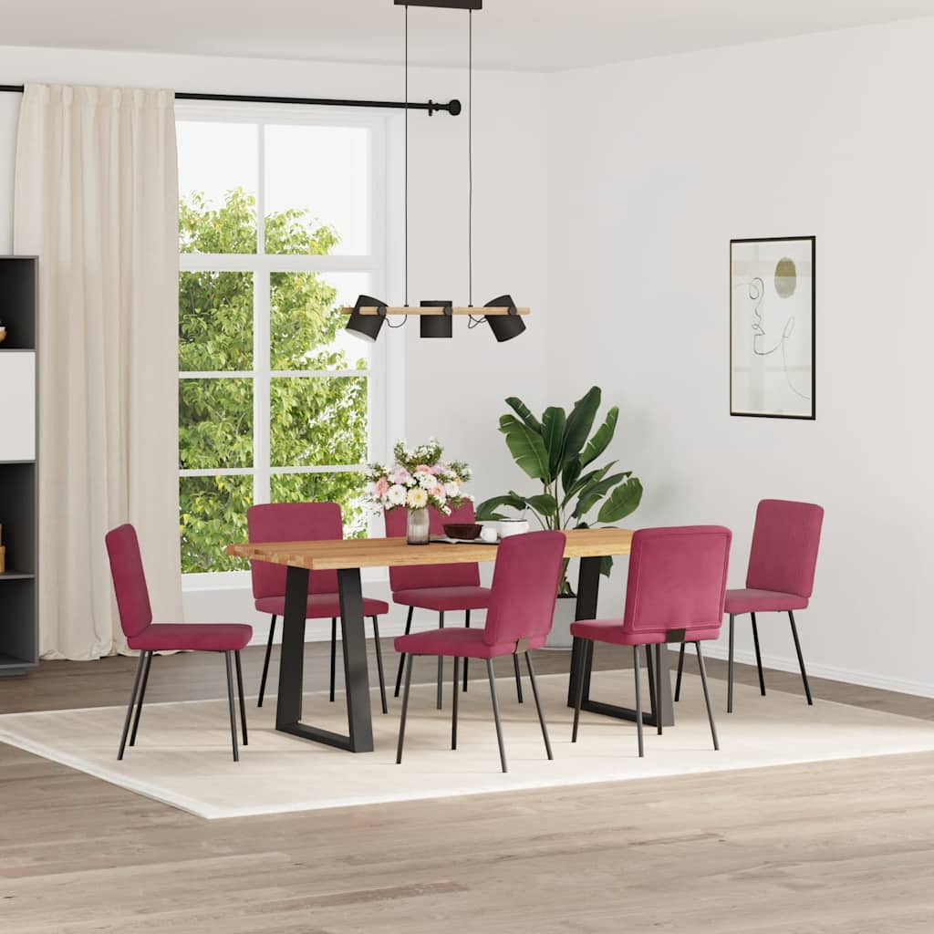spisebordsstole 6 stk. velour vinrød
