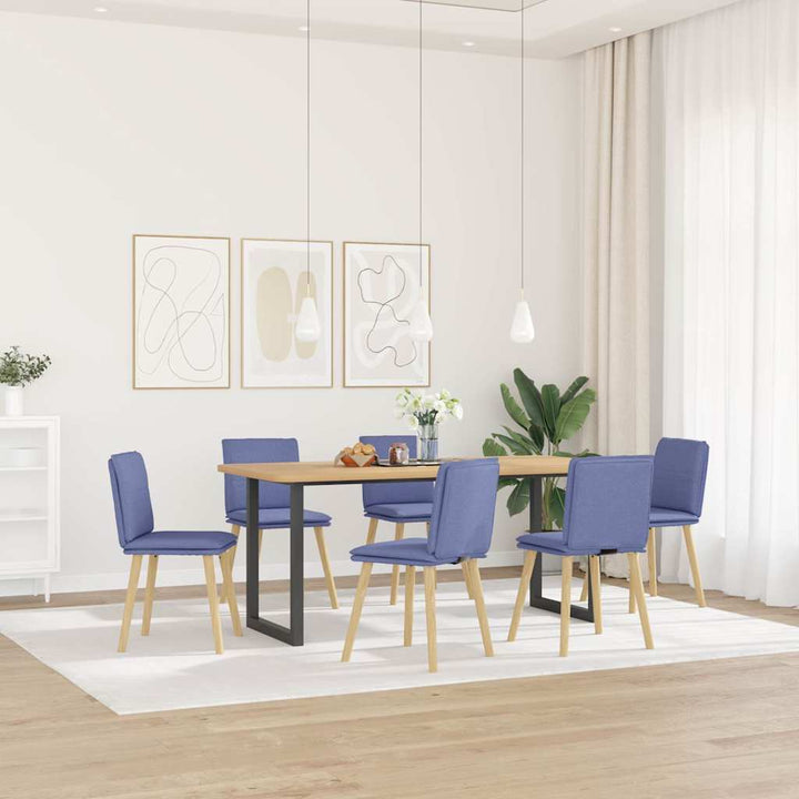 spisebordsstole 6 stk. Jeans blåt stof
