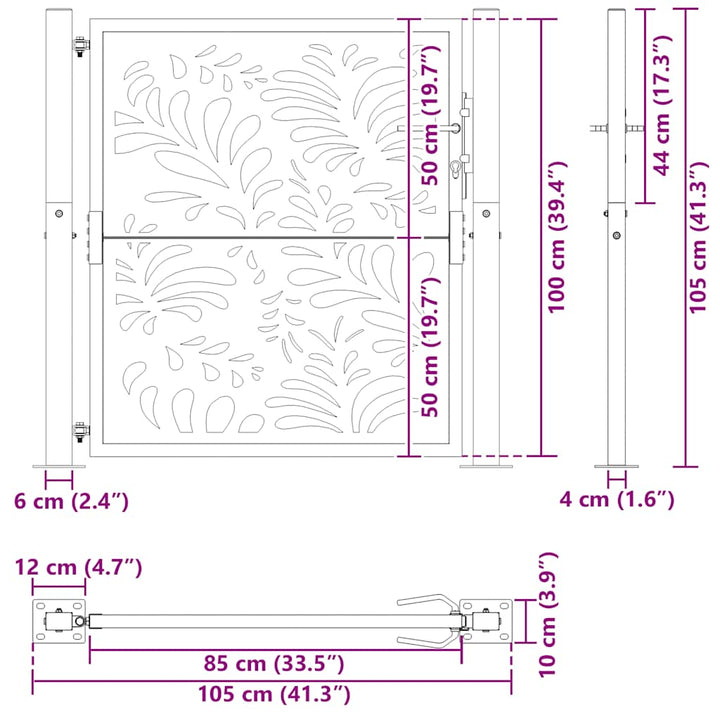 havelåge 105x106 cm stål bølgedesign sort