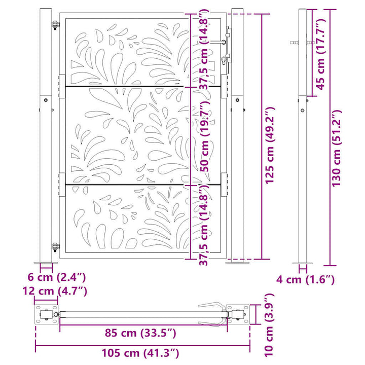 havelåge 105x130 cm stål bølgedesign sort