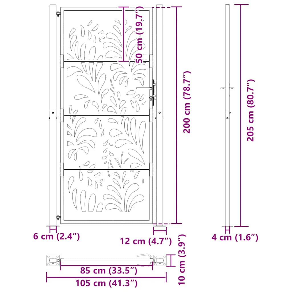 havelåge 105x205 cm cortenstål bølgedesign