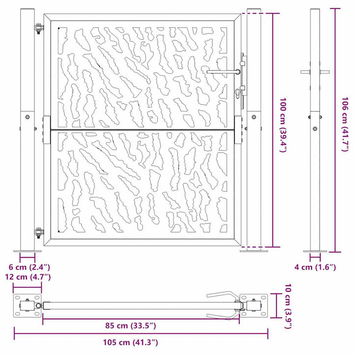 havelåge 105x106 cm stål spor design sort