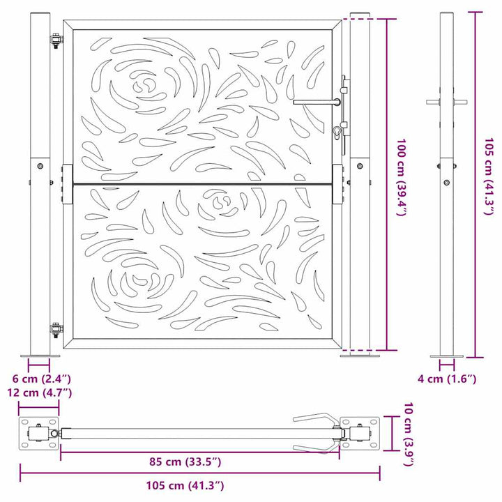 havelåge 105x105 cm cortenstål flamme design