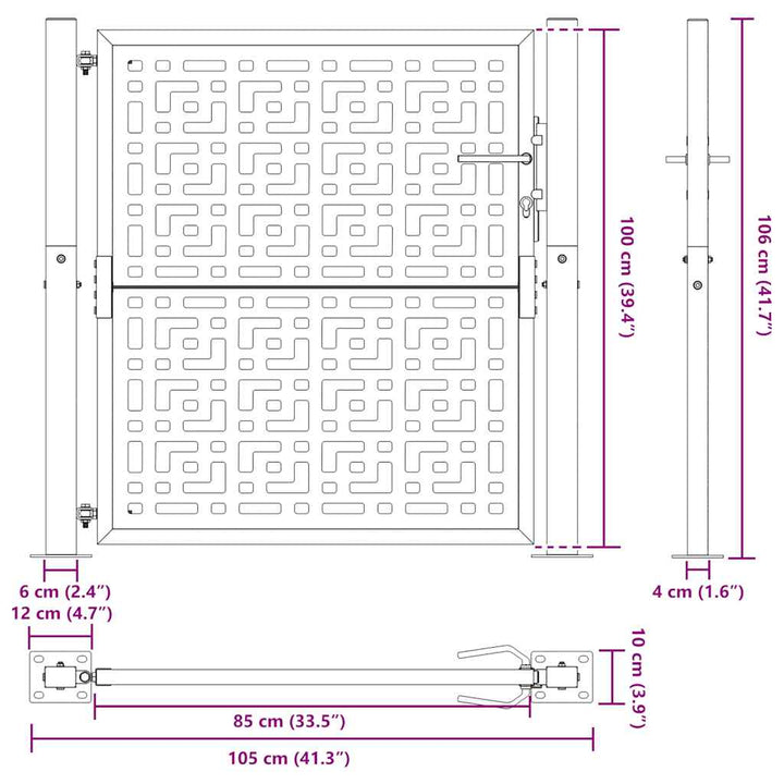 havelåge 105x106 cm stål krydsdesign sort