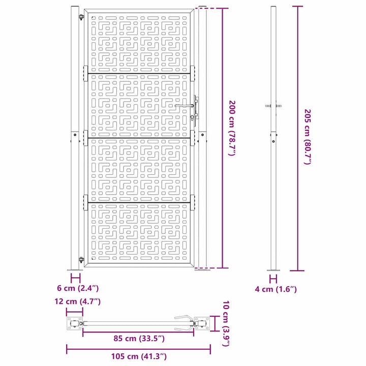 havelåge 105x205 cm stål krydsdesign sort