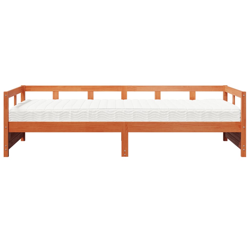 daybed med madras 80x200 cm massivt fyrretræ gyldenbrun