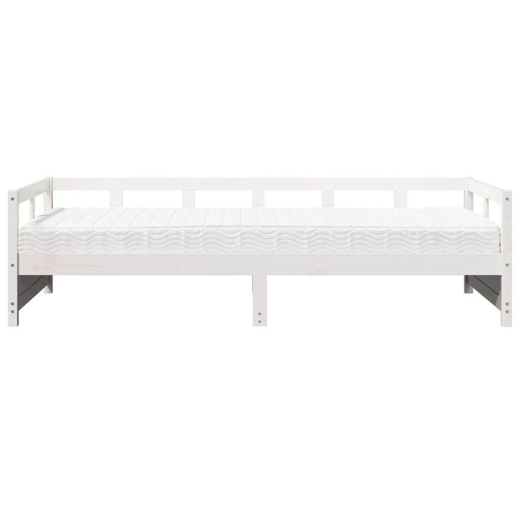 daybed med madras 90x200 cm massivt fyrretræ hvid