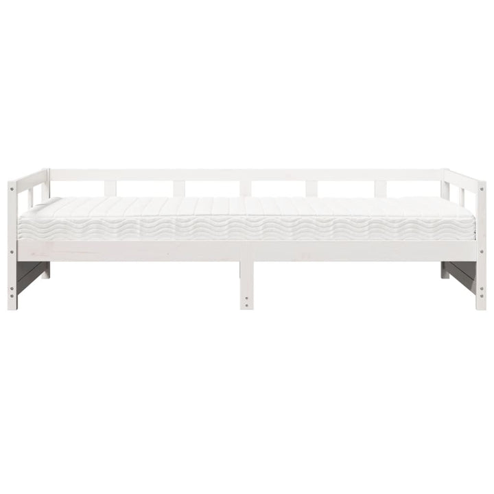 daybed med madras 90x200 cm massivt fyrretræ hvid