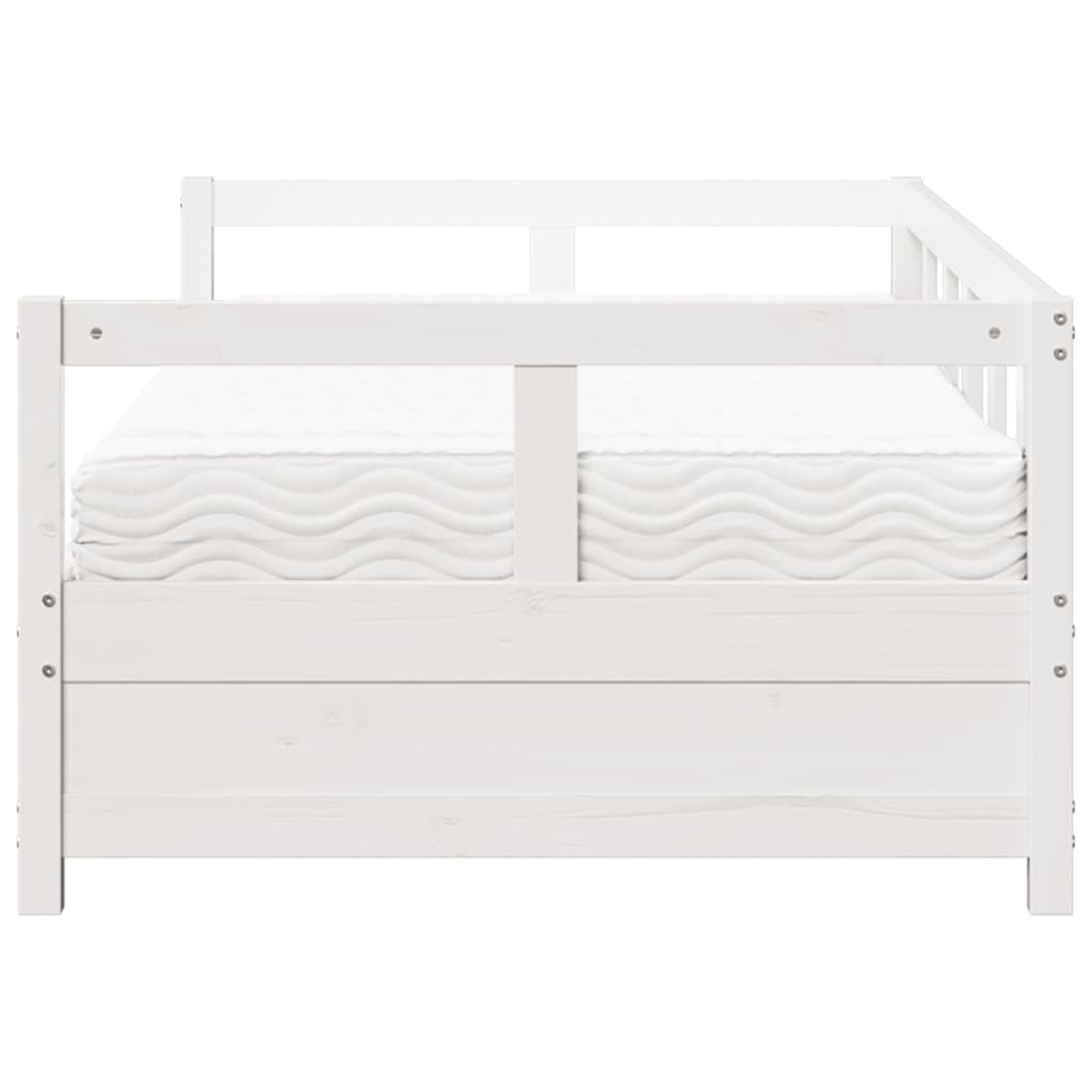 daybed med madras 90x200 cm massivt fyrretræ hvid