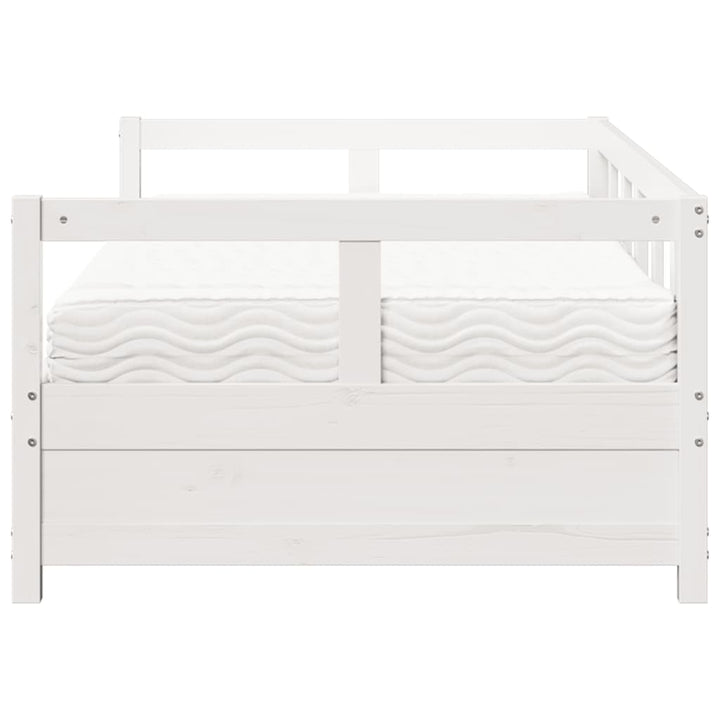 daybed med madras 90x200 cm massivt fyrretræ hvid